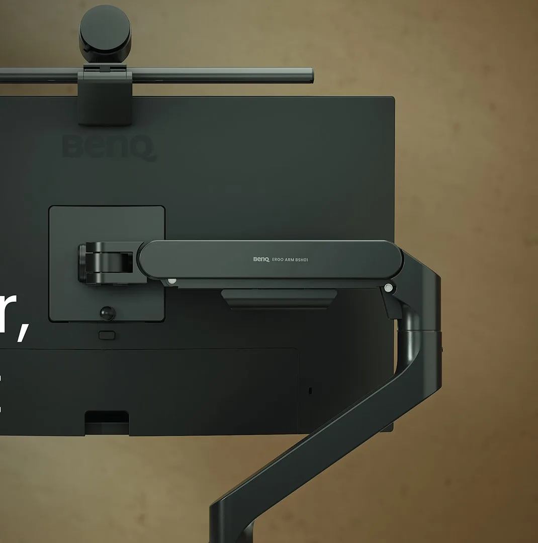 BenQ BSH01 모니터 후면 장착판과 모니터 위 조명 및 웹캠