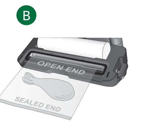 FoodSaver VS3000 봉투 입구를 흡입 채널에 넣는 위치