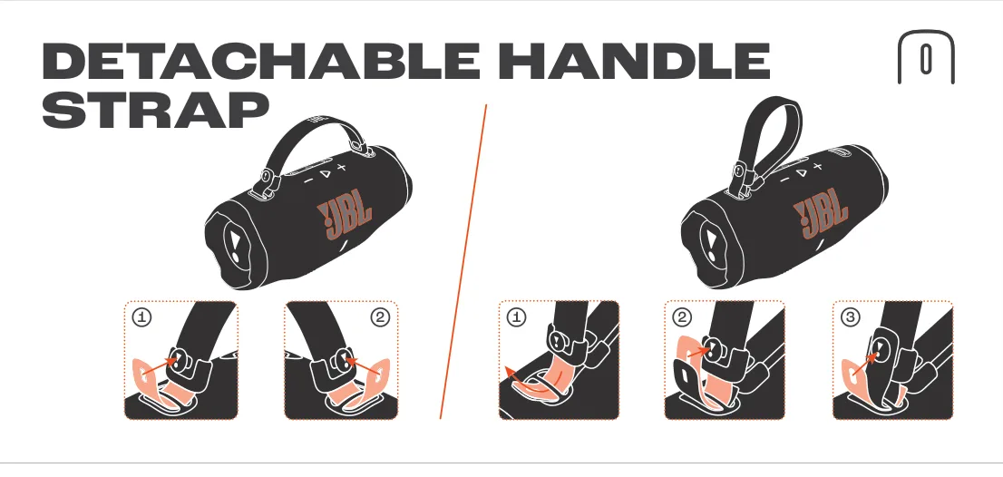 JBL Charge 6 분리형 손잡이 스트랩 장착 순서