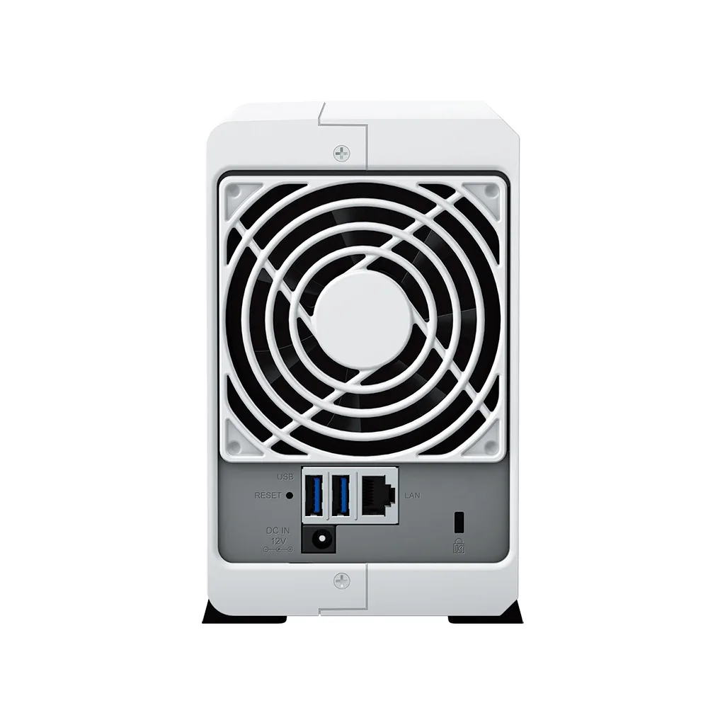 Synology DS223j 후면 USB와 LAN 및 전원 입력 렌더