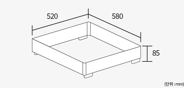 LG 전기레인지 85mm 프리스탠딩 케이스 치수 그림