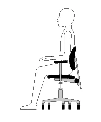 CCOHS 앉은 자세에서 팔걸이 높이를 확인하는 그림