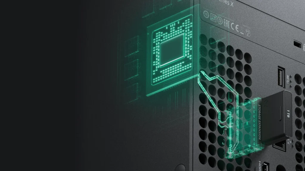 Xbox Series X 제조사 렌더: 후면 Storage Expansion Card 장착 위치