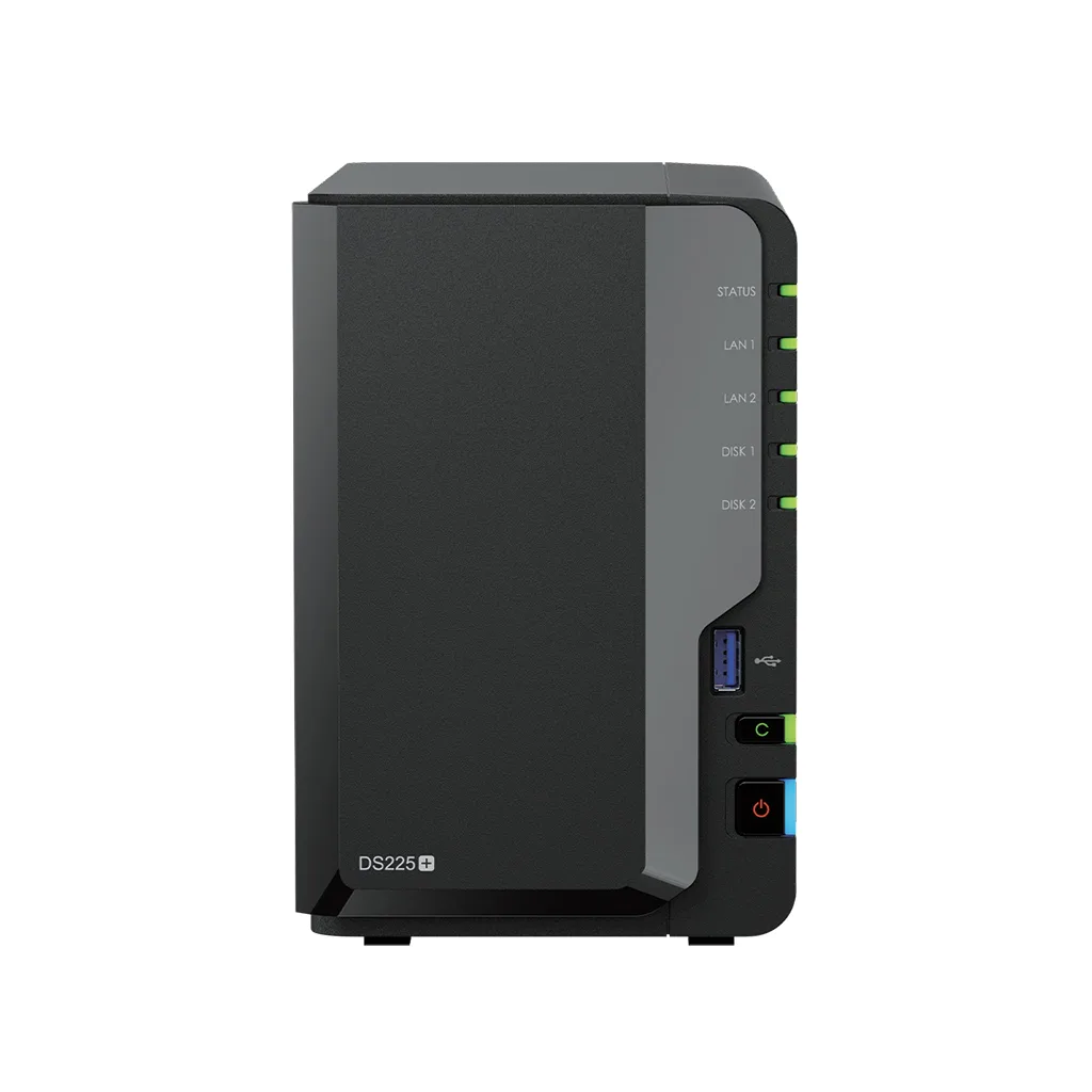 Synology DS225+ 본체 정면 렌더