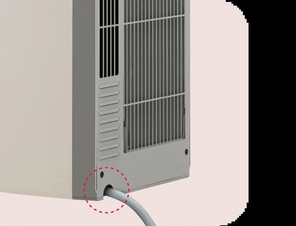 LG 휘센 엣지 뒤쪽 배수구와 호스 연결 위치