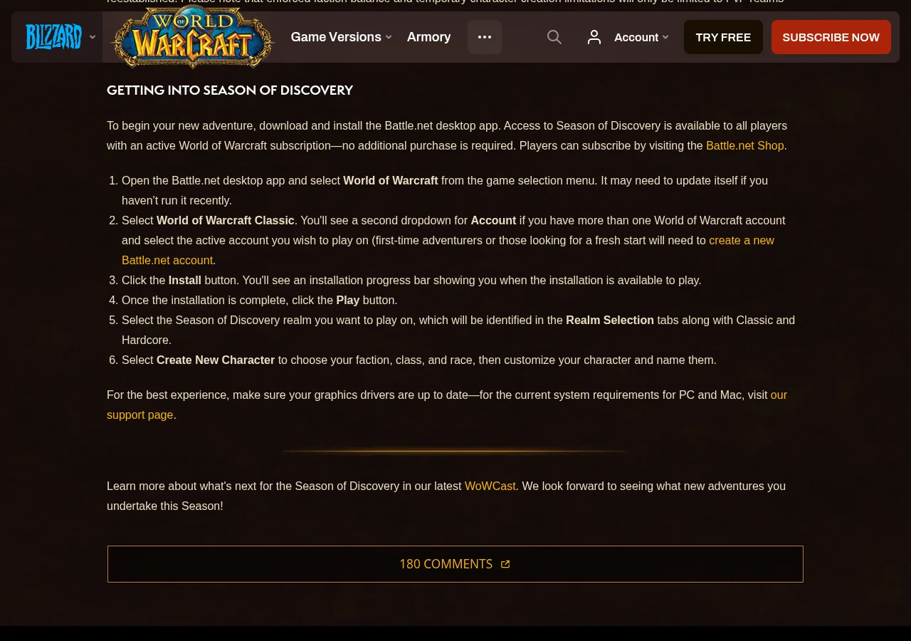 Blizzard Season of Discovery game version and realm selection guide