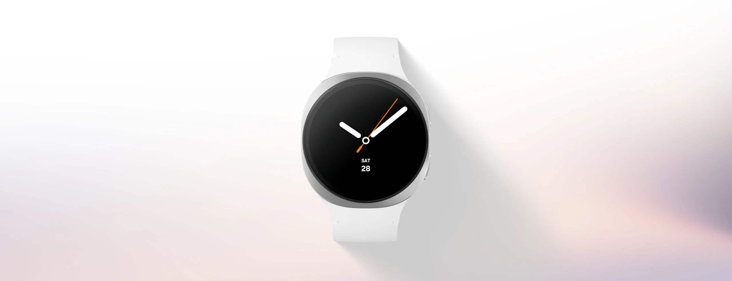 삼성 Galaxy Watch8의 원형 화면과 흰색 밴드