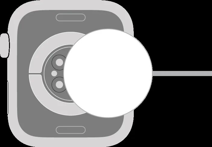 Apple Watch 후면에 마그네틱 충전기가 붙는 위치 도해