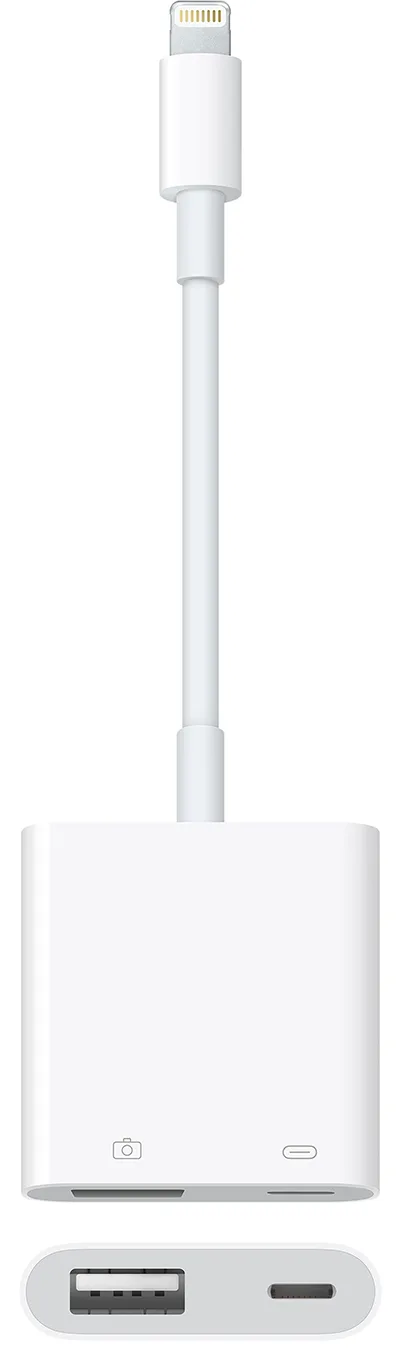 전원 연결용 Lightning 포트가 추가된 Apple Lightning-USB 3 카메라 어댑터