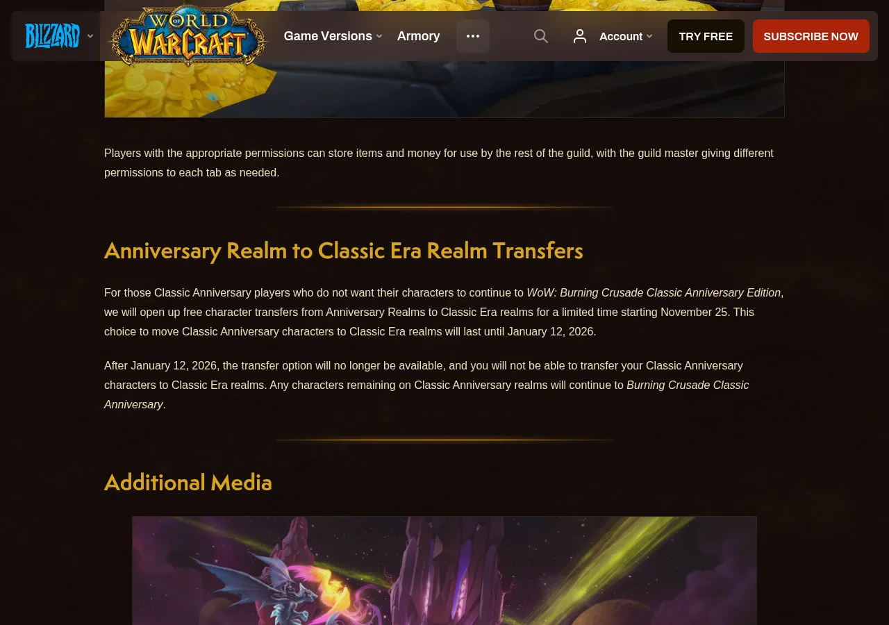 Blizzard Anniversary to Classic Era transfer deadline notice