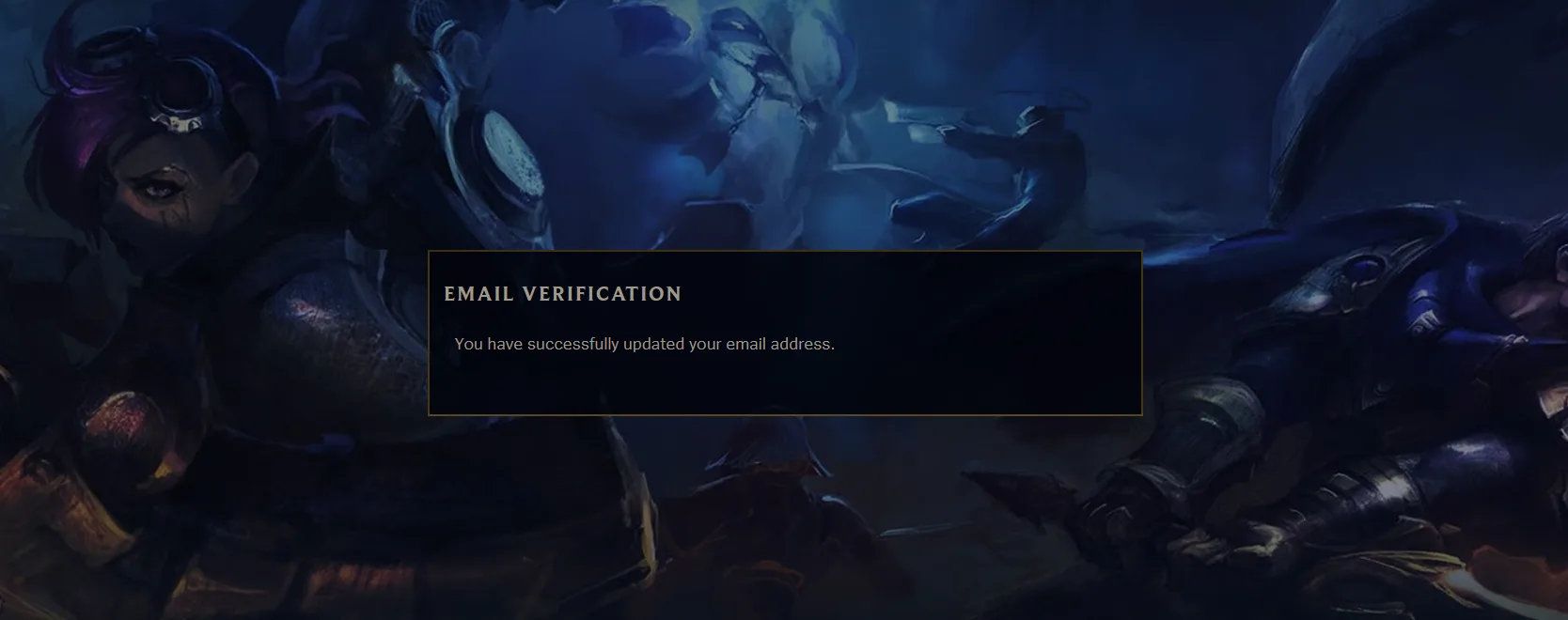 Riot email address successfully updated message