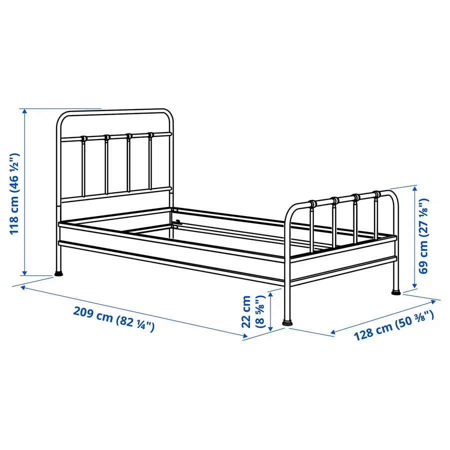 IKEA STJÄRNÖ 120×200cm 프레임 외경 치수도