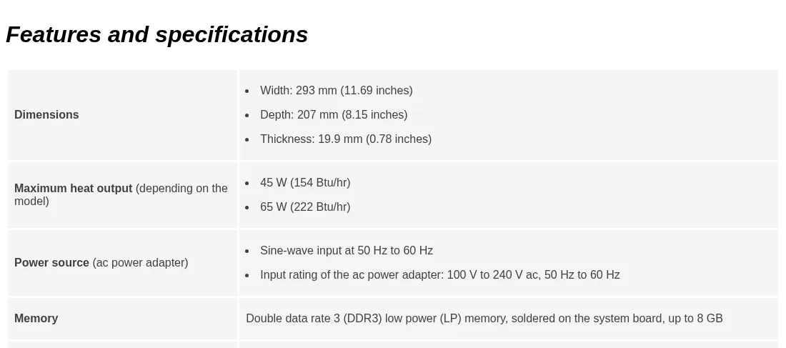 Lenovo ThinkPad 11e 6th Gen 공식 사양의 온보드 LPDDR3 메모리 항목