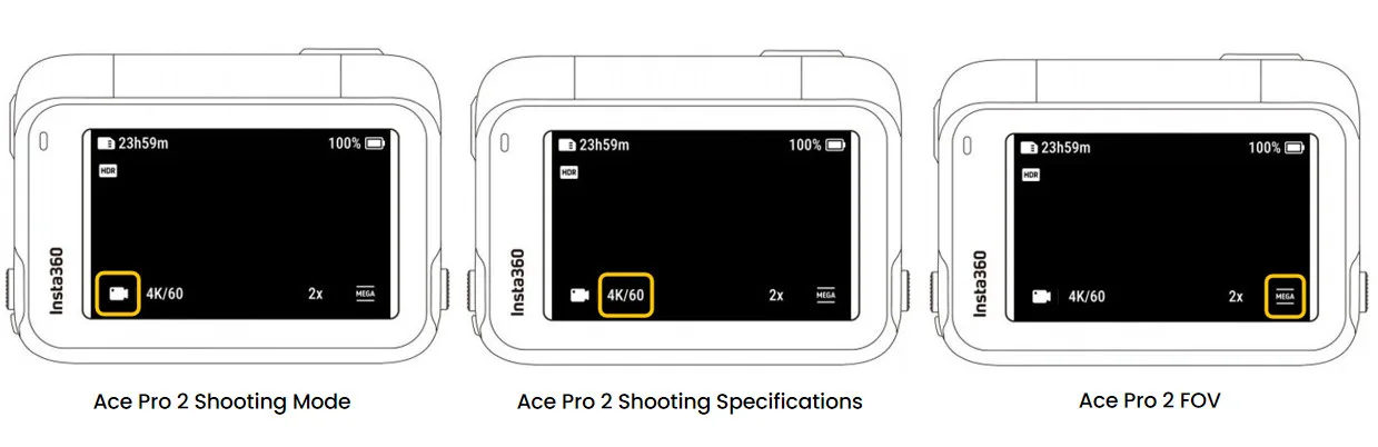 Insta360 Ace Pro 2 공식 설명서의 촬영 모드·4K60·화각 설정 위치