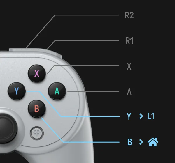 8BitDo Pro 2 공식 버튼 매핑 화면