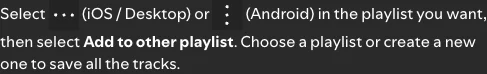 Add to other playlist instructions in Spotify’s help article